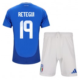 Italië Mateo Retegui #19 Thuis tenue Kids EK 2024 Korte Mouw (+ Korte broeken)